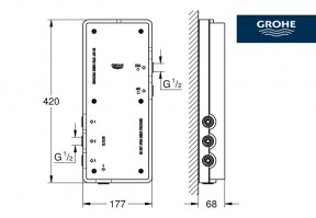 MEDIDAS UNIDAD TERMOSTATICA DIGITAL ONDUS GROHE